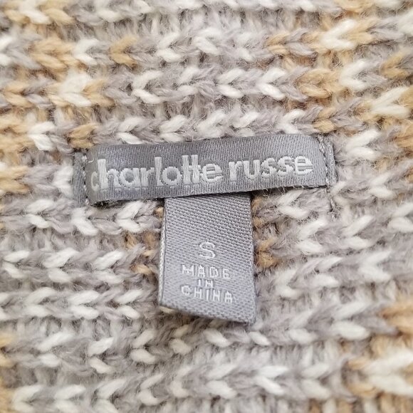 Charlotte Russe Small Cardigan Waterfall Front Southwest Aztec knit Gray Tan New - Picture 3 of 9